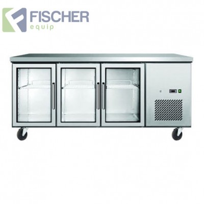 Fischer 3 Glass Door Bench Fridge 380L - EBC03-GL